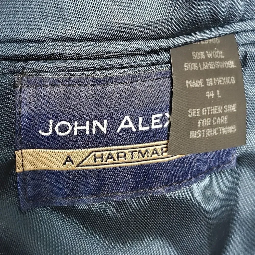 John Alexander‎ Hart Marx Men's Tweed Sport Coat Two Button Gray Herringbone 44L